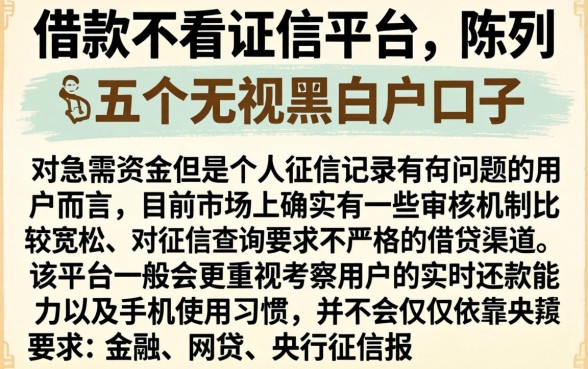 借款不看证信平台，陈列五个无视黑白户口子