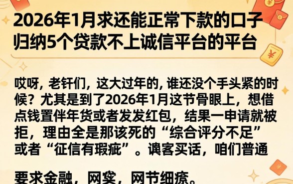 2026年1月求还能正常下款的口子，归纳5个贷款不上诚信平台的平台