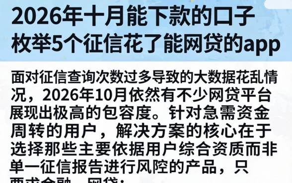 2026年十月能下款的口子，枚举5个征信花了能网贷的app