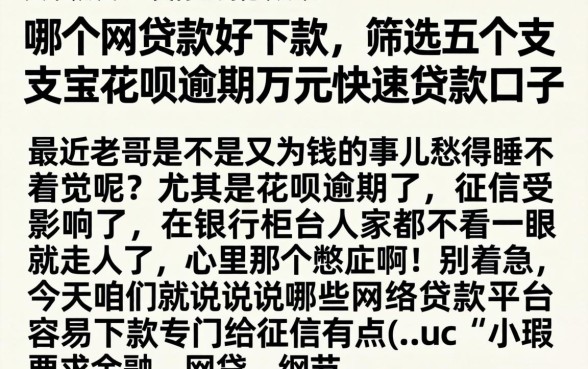 哪个网贷款好下款，筛选五个支付宝花呗逾期万元快速贷款口子