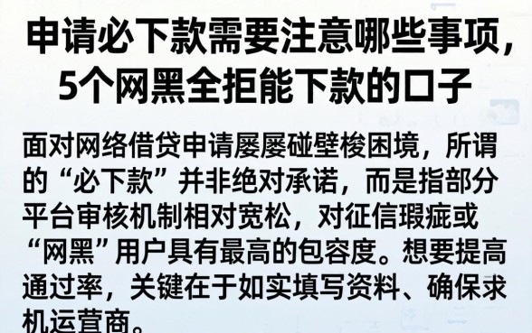 申请必下款需要注意哪些事项，概括5个网黑全拒能下款的口子
