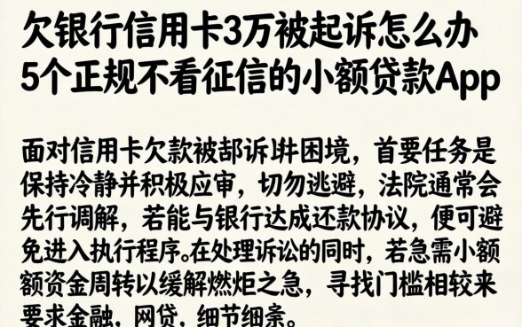 欠银行信用卡3万被起诉怎么办，条列5个正规不看征信的小额贷款app