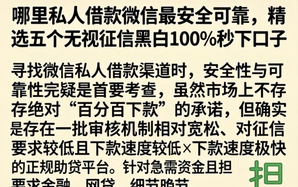 哪里私人借款微信最安全可靠，精选五个无视征信黑白100%秒下口子