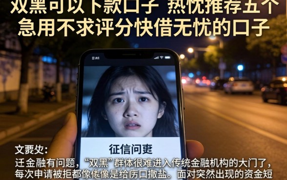 双黑可以下款的口子，热忱推荐五个急用不求评分快借无忧的口子