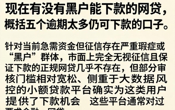 现在有没有黑户能下款的网贷，概括五个逾期太多仍可下款的口子