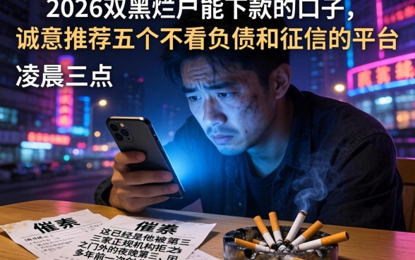 2026双黑烂户能下款的口子，诚意推荐五个不看负债和征信的平台