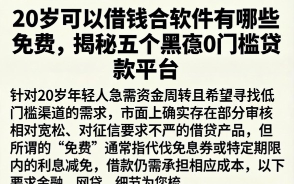 20岁可以借钱的软件有哪些免费，揭秘五个黑户0门槛贷款平台