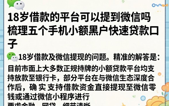 18岁借款的平台可以提到微信吗，梳理五个手机小额黑户快速贷款口子