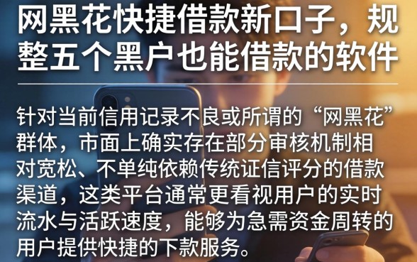 网黑花快捷借款新口子，规整五个黑户也能借款的软件