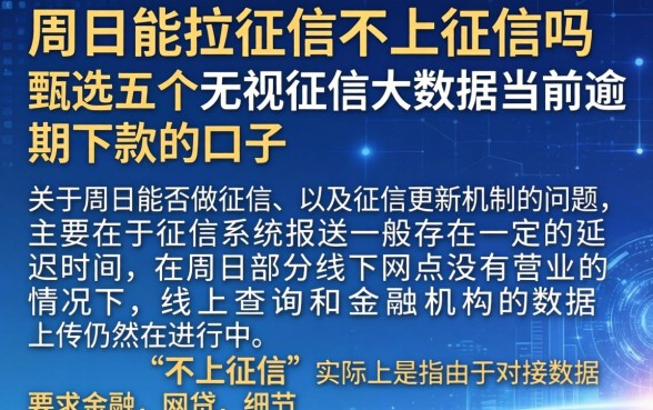周日能拉征信不上征信吗，甄选五个无视征信大数据当前逾期下款的口子