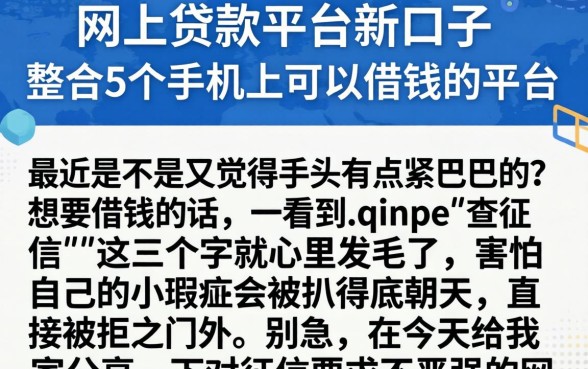 网上贷款平台新口子,整合5个手机上可以借钱的平台