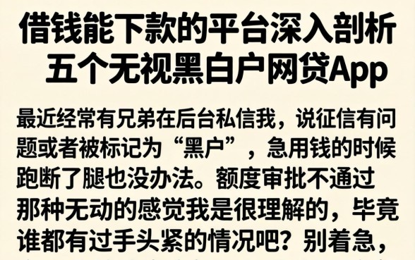 借钱能下款的平台，深入剖析五个无视黑白户网贷app