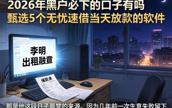 2026年黑户必下的口子有吗，甄选5个无忧速借当天放款的软件