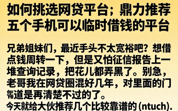 如何挑选网贷平台，鼎力推荐五个手机可以临时借钱的平台