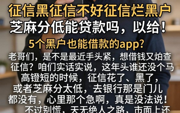 征信黑征信不好征信烂黑户芝麻分低能贷款吗，归纳5个黑户也能借款的app