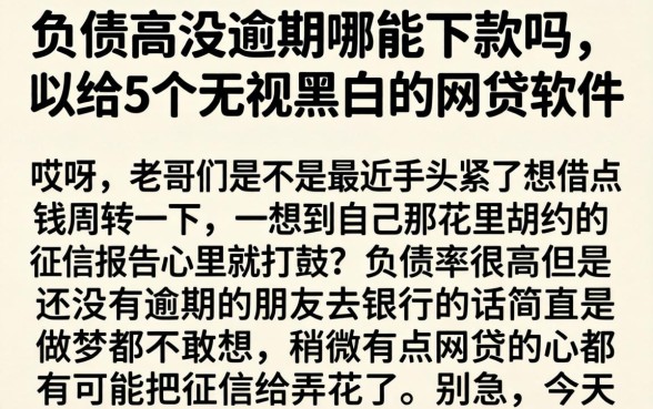 负债高没逾期哪能下款吗,归纳5个无视黑白的网贷软件