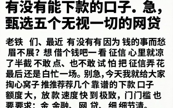 有没有能下款的口子.急，甄选五个无视一切的网贷