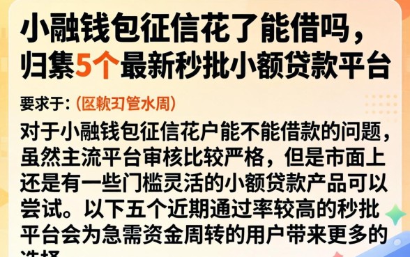 小融钱包征信花了能借吗，归集5个最新秒批小额贷款平台