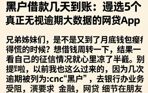 黑户借款几天到账，遴选5个真正无视逾期大数据的网贷app