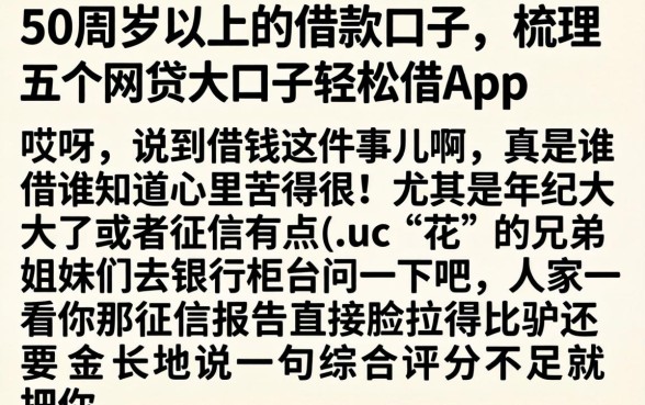 50周岁以上的借款口子，梳理五个网贷大口子轻松借app