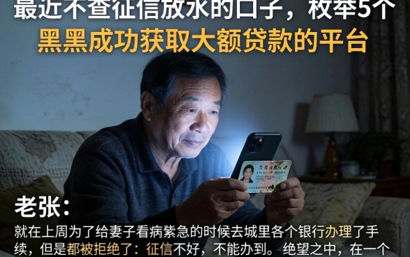最近不查征信放水的口子，枚举5个黑户成功获取大额贷款的平台