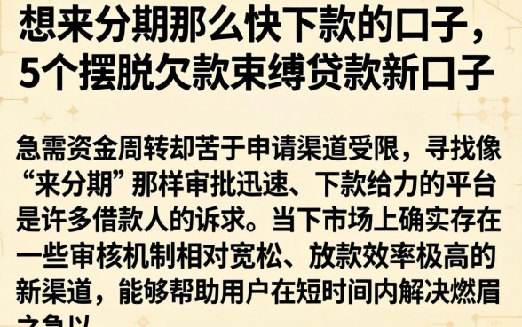 想来分期那么快下款的口子，概括5个摆脱欠款束缚贷款新口子