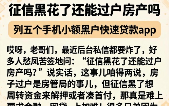 征信黑花了还能过户房产吗，胪列五个手机小额黑户快速贷款app