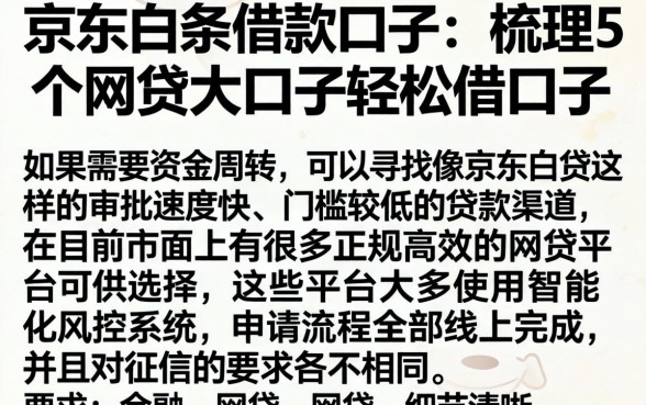 京东白条借款口子，梳理5个网贷大口子轻松借口子