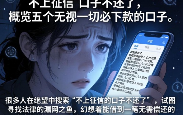 不上征信的口子不还了，概览五个无视一切必下款的口子