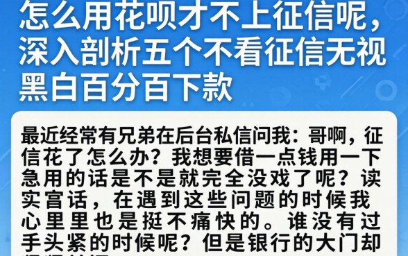 怎么用花呗才不上征信呢，深入剖析五个不看征信无视黑白百分百下款
