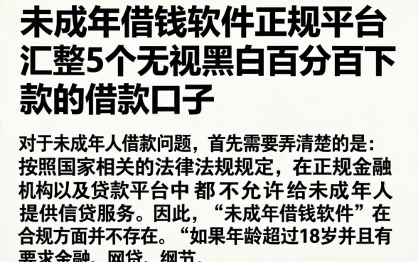 未成年借钱软件正规平台，汇整5个无视黑白百分百下款的借款口子