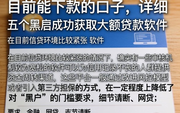 目前能下款的口子，详尽说明五个黑户成功获取大额贷款的软件