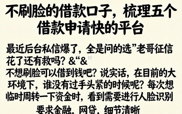 不刷脸的借款口子，梳理五个借款申请快的平台