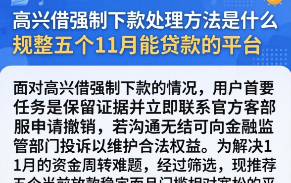 高兴借强制下款处理方法是什么，规整五个11月能贷款的平台