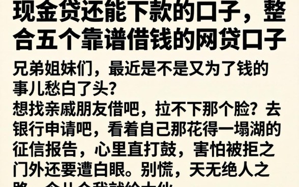 现金贷还能下款的口子，整合五个靠谱借钱的网贷口子