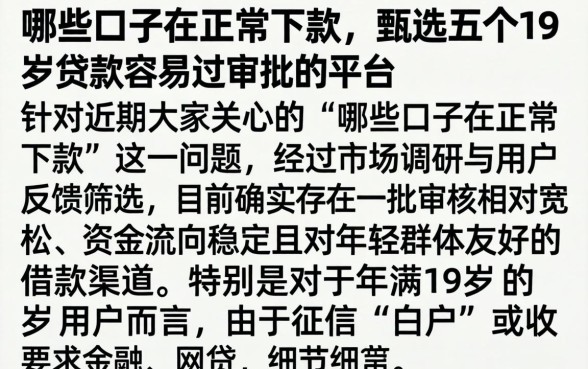 哪些口子在正常下款，甄选五个19岁贷款容易过审批的平台