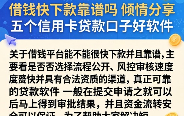 借钱快下款靠谱吗，倾情分享五个信用卡贷款口子好软件