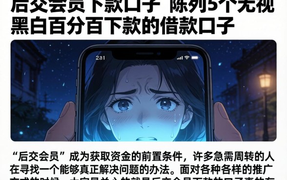 后交会员下款的口子，陈列5个无视黑白百分百下款的借款口子