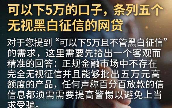 可以下5万的口子，条列五个无视黑白征信的网贷