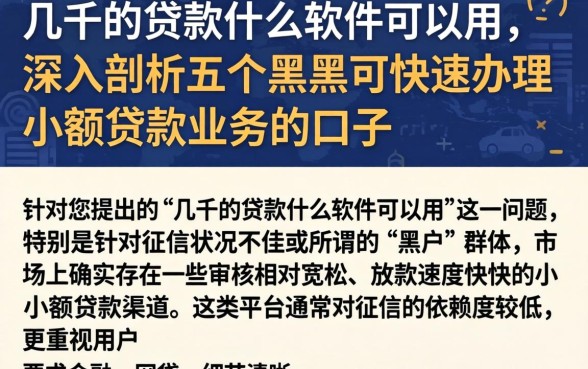 几千的贷款什么软件可以用，深入剖析五个黑户可快速办理小额贷款业务的口子