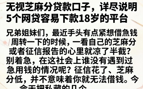 无视芝麻分贷款口子，详尽说明5个网贷容易下款18岁的平台