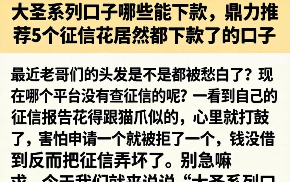 大圣系列口子哪些能下款，鼎力推荐5个征信花居然都下款了的口子
