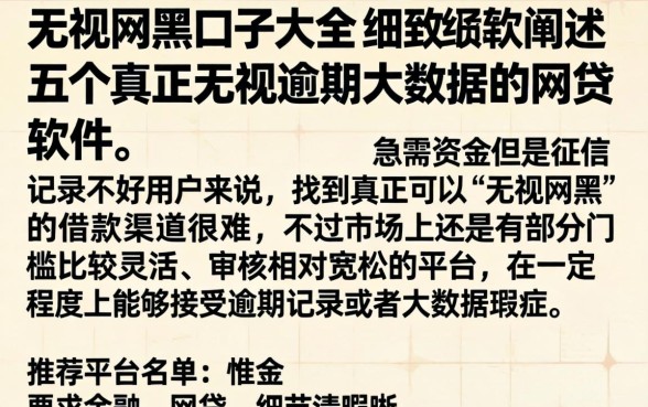 无视网黑口子大全，细致阐述五个真正无视逾期大数据的网贷软件