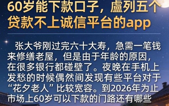60岁能下款的口子，胪列五个贷款不上诚信平台的app