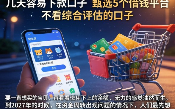 几天容易下款的口子，甄选5个借钱平台不看综合评估的口子