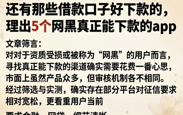 还有那些借款口子好下款的，理出5个网黑真正能下款的app
