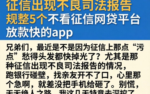 征信出现不良司法报告，规整5个不看征信网贷平台放款快的app