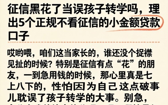 征信黑花了当误孩子转学吗，理出5个正规不看征信的小额贷款口子