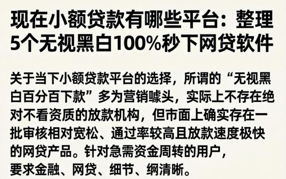 现在小额贷款有哪些平台，整理5个无视黑白100%秒下网贷软件
