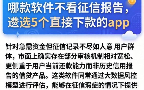 哪款软件不看征信报告，遴选5个直接下款的app